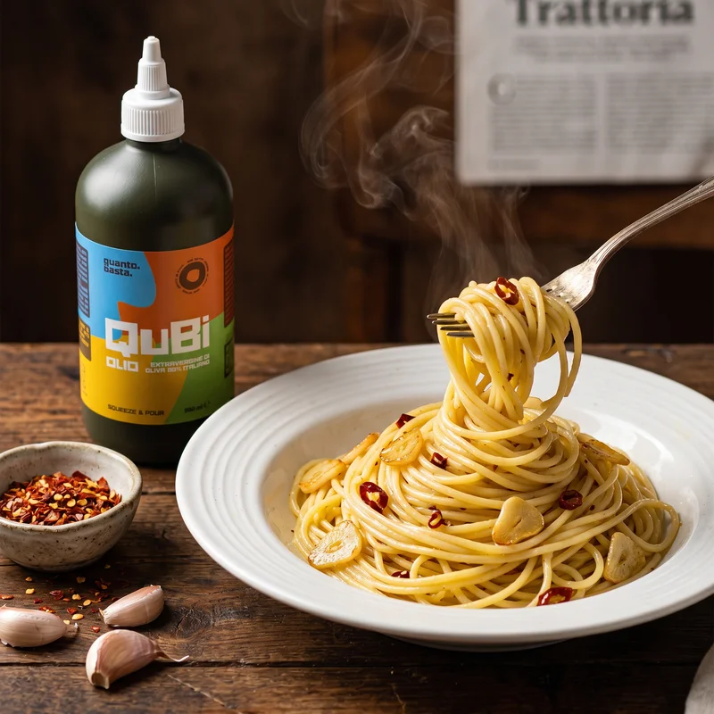 Spaghetti Aglio Olio e Peperoncino mit QuBi Olivenöl